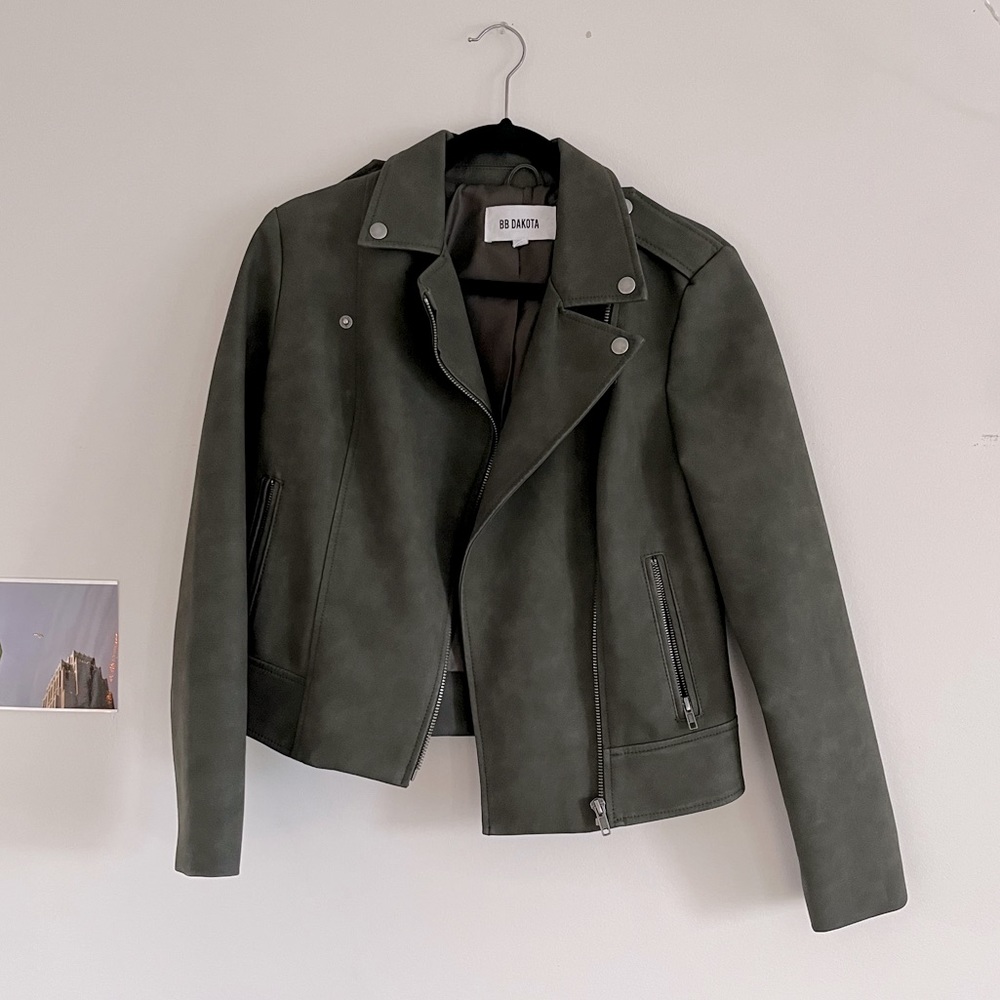 BB Dakota Army-Green Moto Jacket